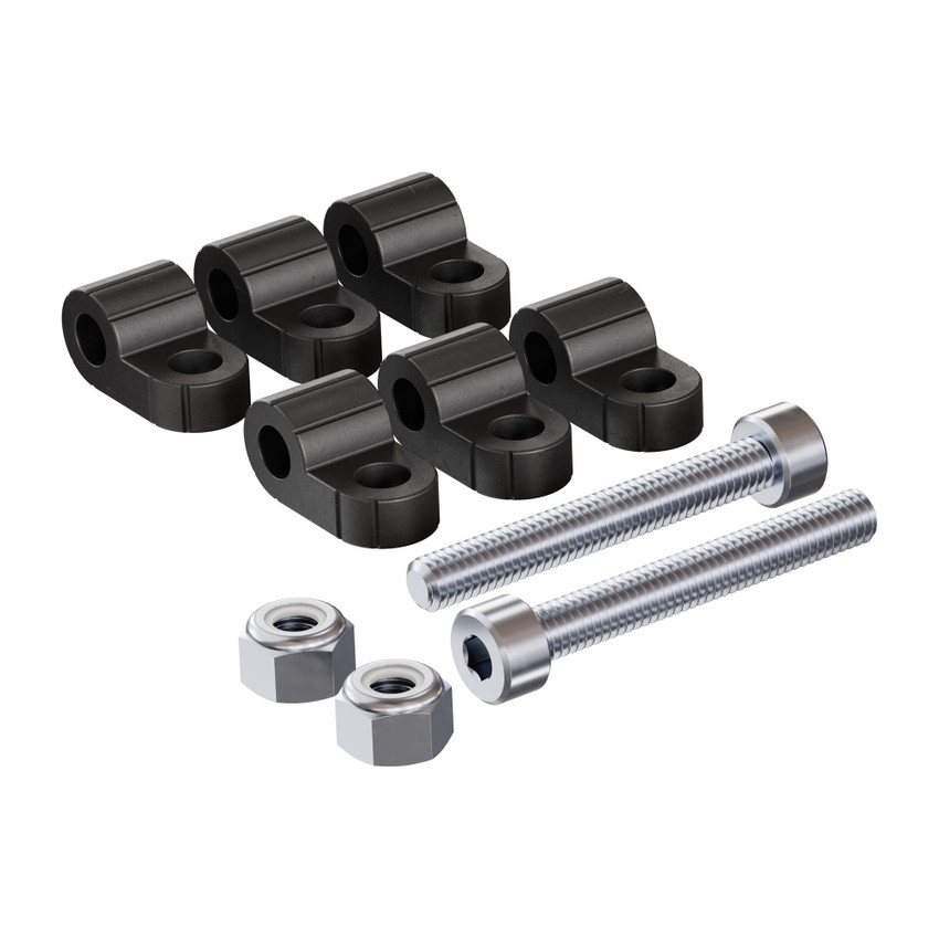 Includes 6 Plastic Hinge Blocks, 2 M4 Socket Head Screws, and 2 M4 x 0.7mm Nylock Nuts