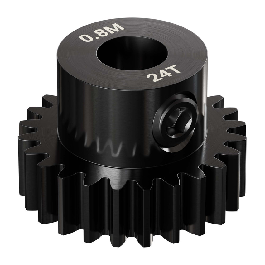 2303 Series Steel, MOD 0.8 Pinion Gear (1/4" Round Bore, 24 Tooth)