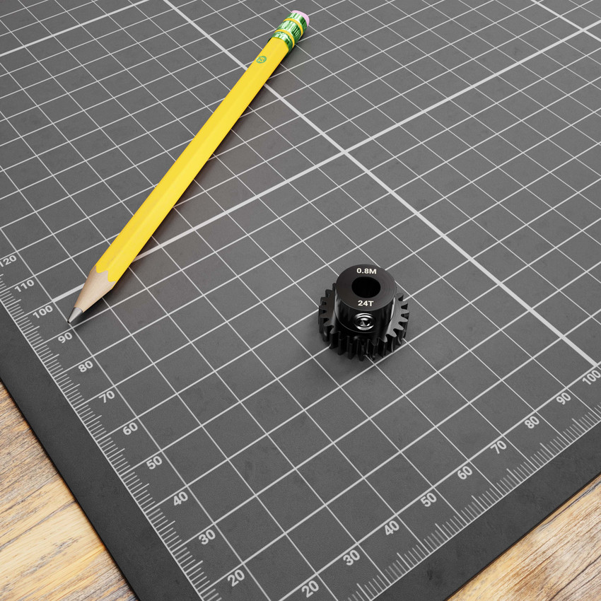 2303 Series Steel, MOD 0.8 Pinion Gear (1/4" Round Bore, 24 Tooth)