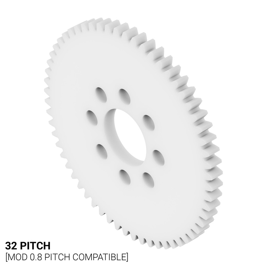 32P, 60 Tooth Acetyl Hub Mount Spur Gears (0.125" Face)
