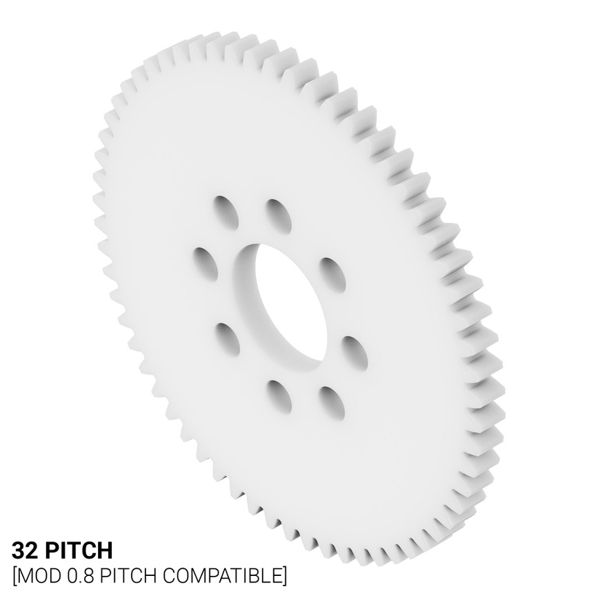 32P, 62 Tooth Acetyl Hub Mount Spur Gears (0.125" Face)
