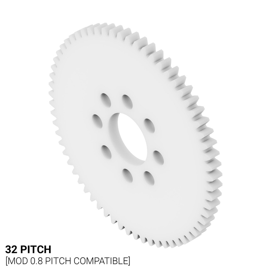 32P, 64 Tooth Acetyl Hub Mount Spur Gears (0.125" Face)