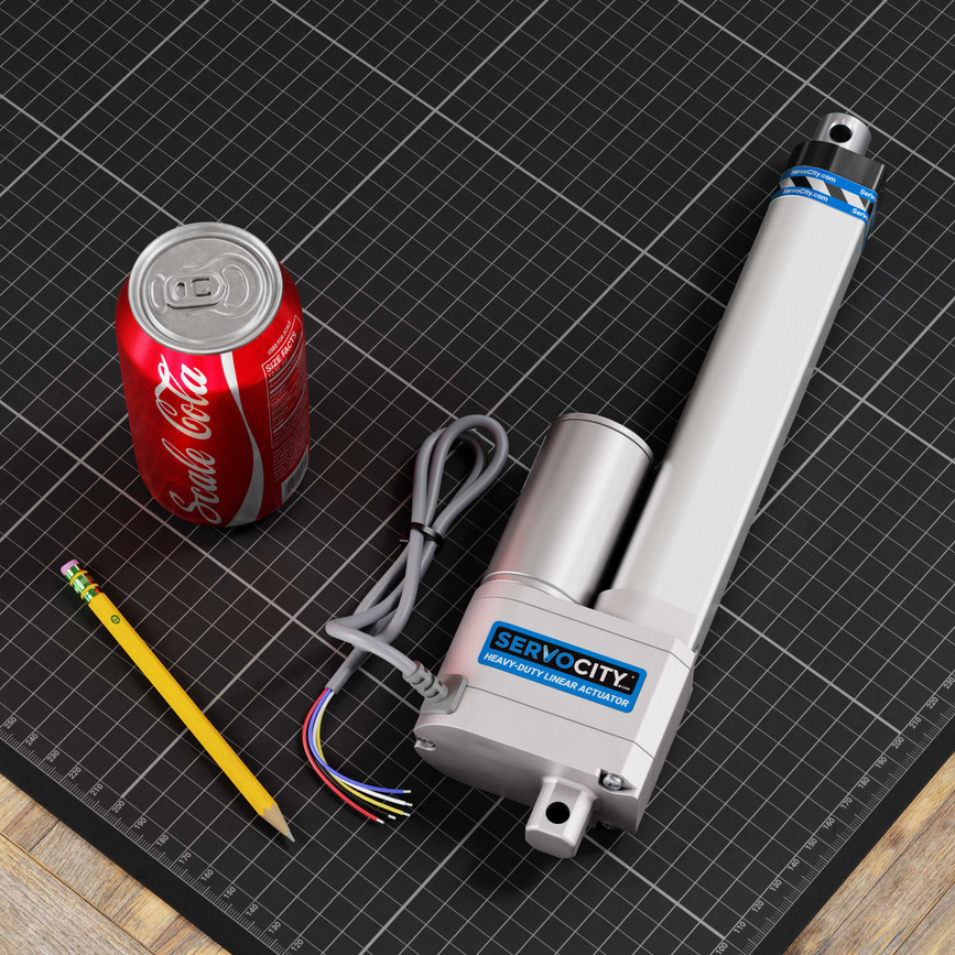 12V Heavy-Duty Linear Actuator (225lb Thrust, 0.3"/sec, 6" Stroke)