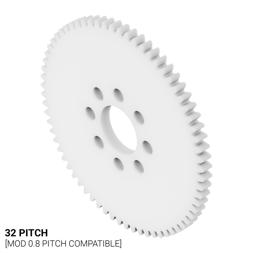 32P, 68 Tooth Acetyl Hub Mount Spur Gears (0.125" Face)