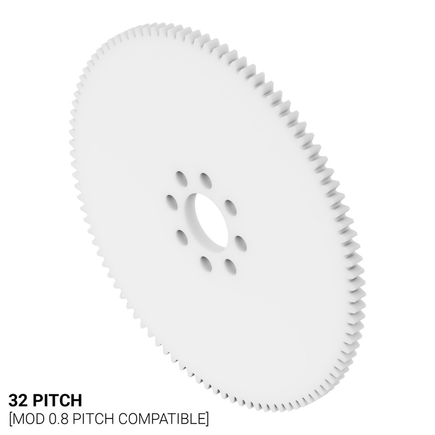 32P, 100 Tooth Acetyl Hub Mount Spur Gears (0.125" Face)