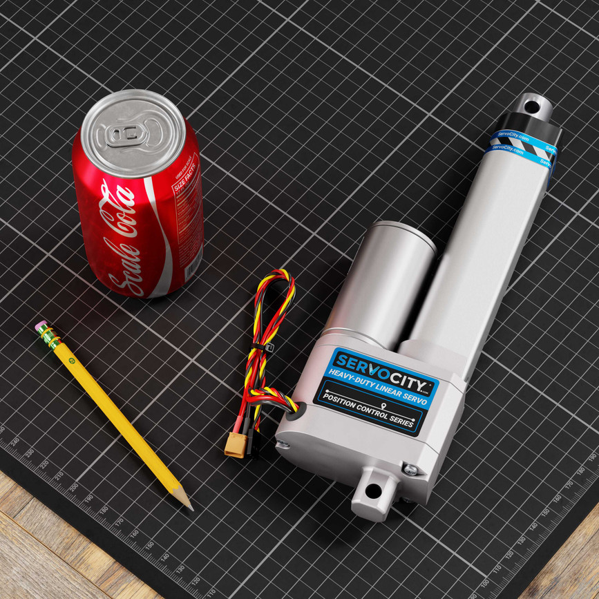 Heavy-Duty Linear Servo (Position Control, 12-24V, 33lb Thrust, 1.7"/sec, 4" Stroke)