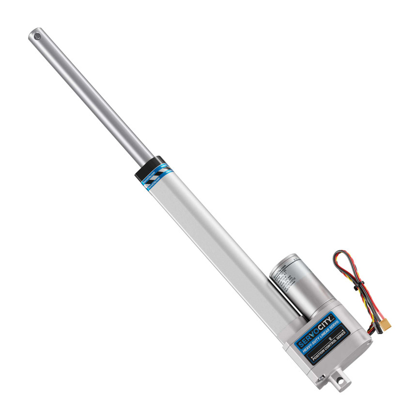 Heavy-Duty Linear Servo (Position Control, 12-24V, 33lb Thrust, 1.7"/sec, 8" Stroke)