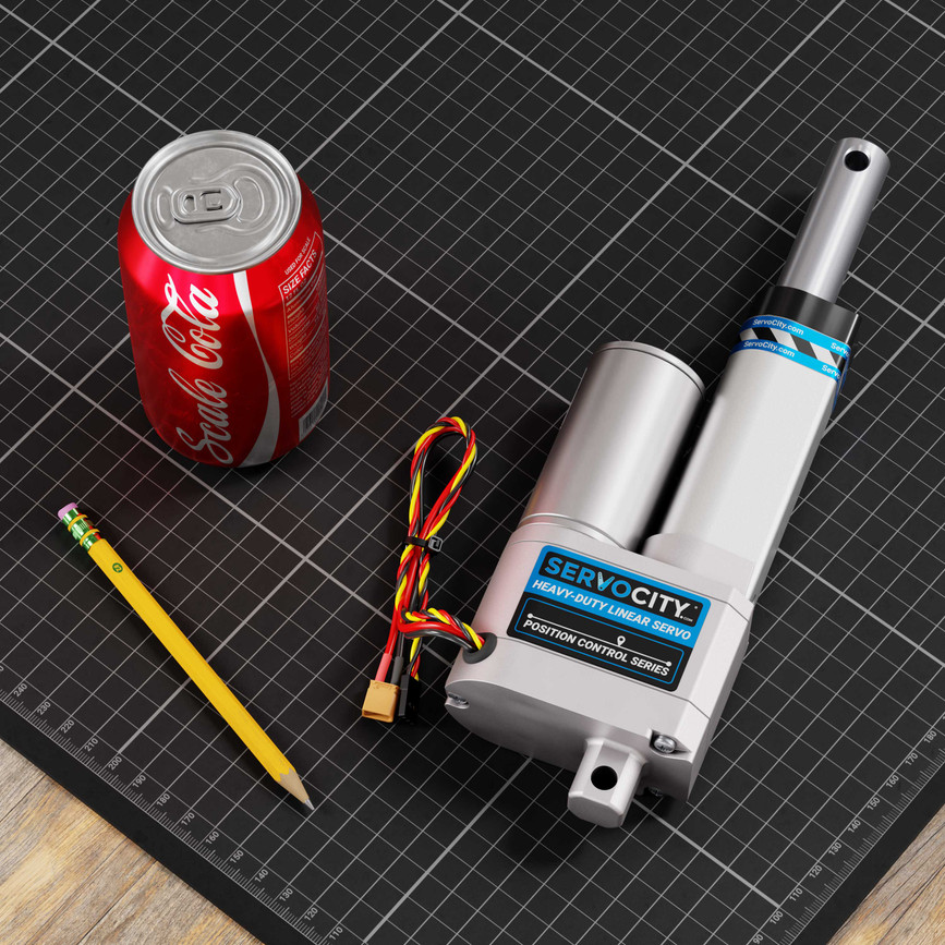 Heavy-Duty Linear Servo (Position Control, 12-24V, 112lb Thrust, 0.6"/sec, 2" Stroke)