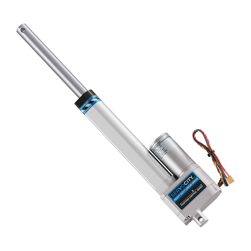 Heavy-Duty Linear Servo (Position Control, 12-24V, 112lb Thrust, 0.6"/sec, 6" Stroke)