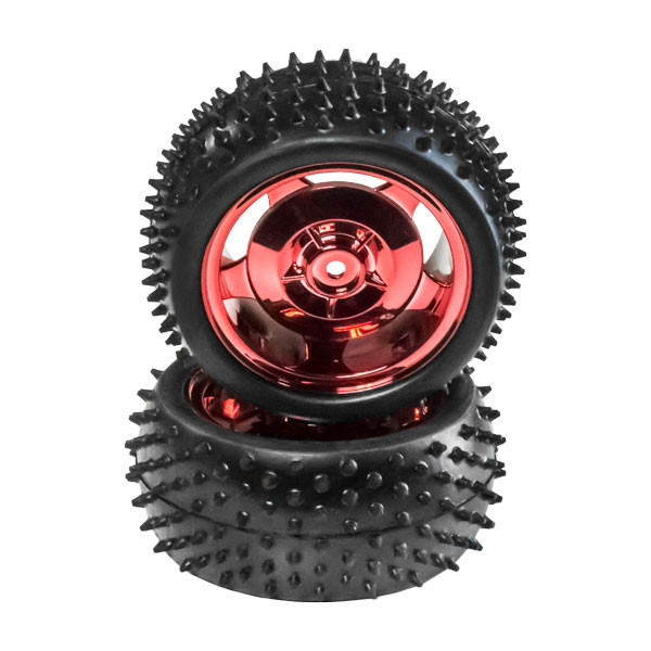 85mm Off-Road Robot Tire with Red Wheel (Pair)