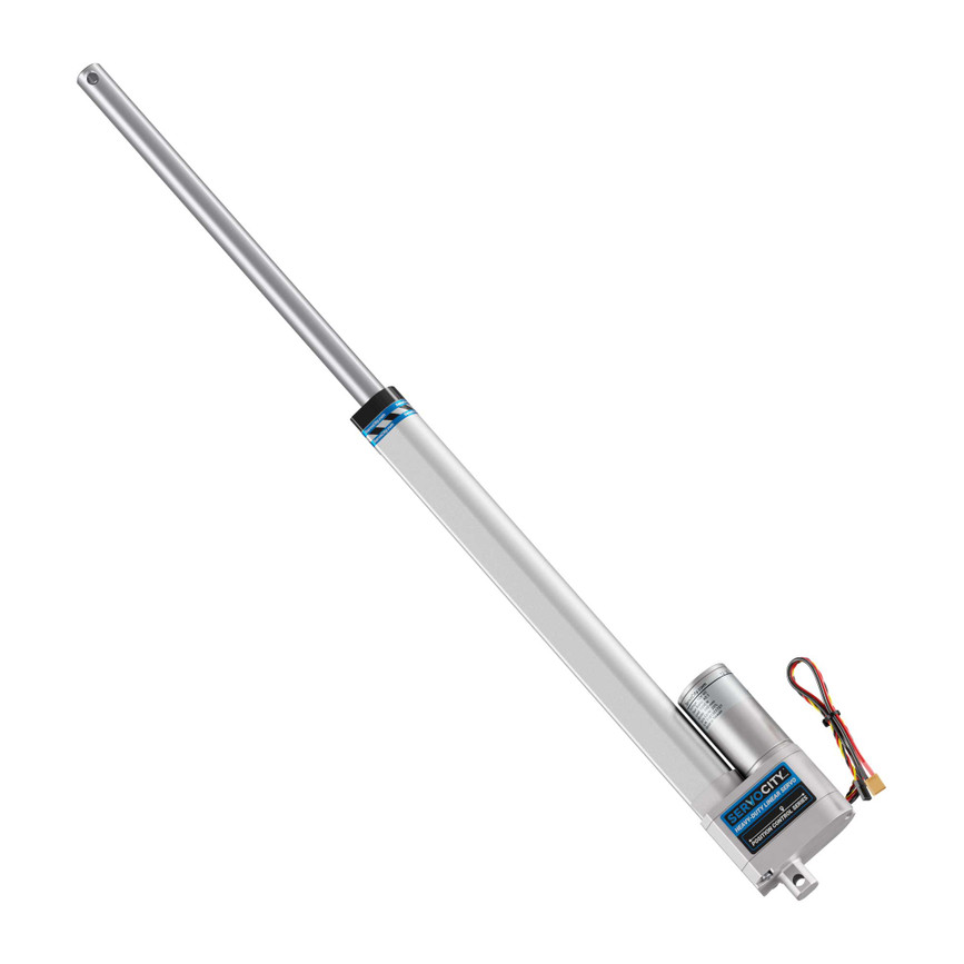 Heavy-Duty Linear Servo (Position Control, 12-24V, 225lb Thrust, 0.3"/sec, 12" Stroke)