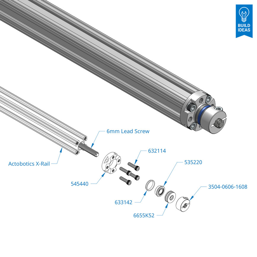 3504 Series Lead Screw Clamping Collar (6mm Lead, 6 Start, 16mm OD, 8mm Length)