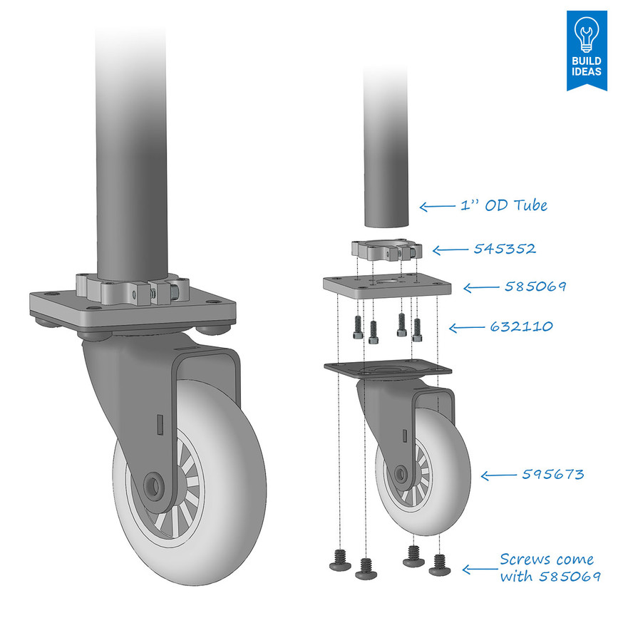 Mount for 2.9” Swivel Caster Wheel