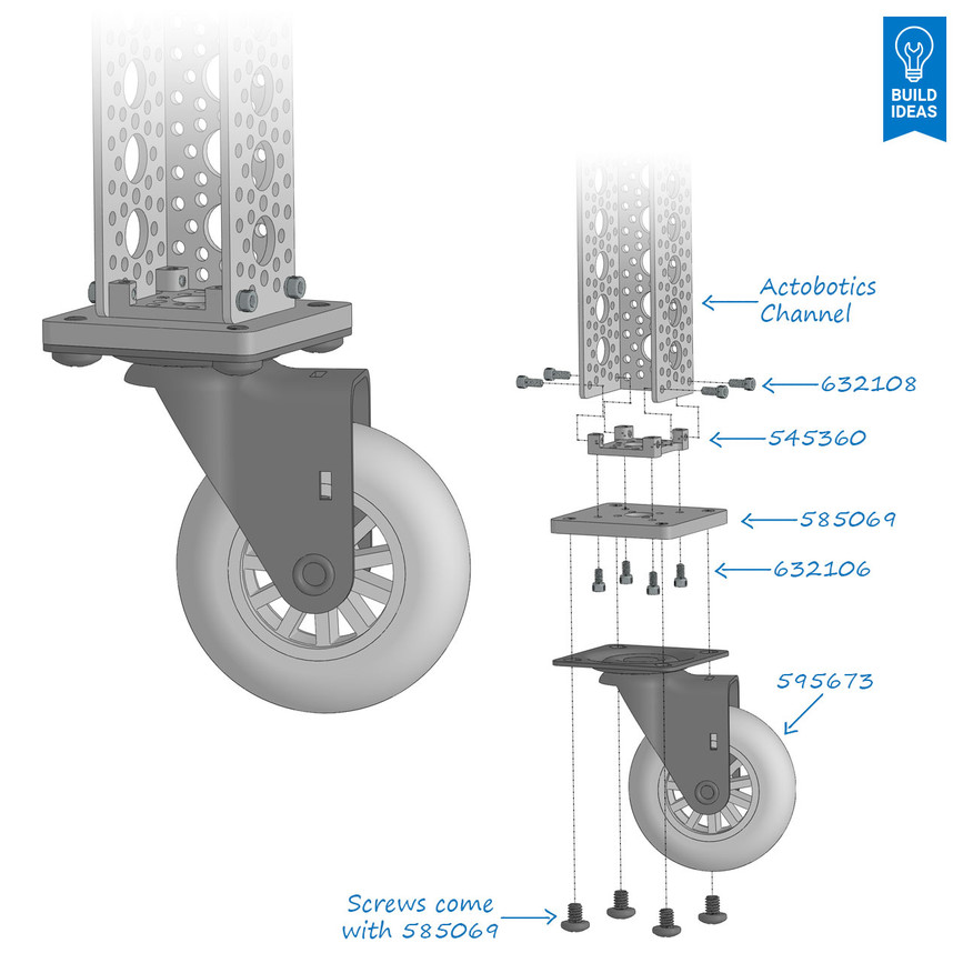 Mount for 2.9” Swivel Caster Wheel