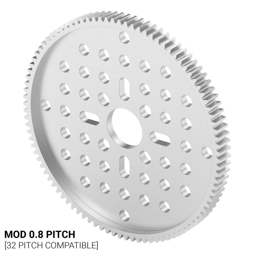 2302 Series Aluminum, MOD 0.8, Hub Mount Gear (14mm Bore, 96 Tooth)