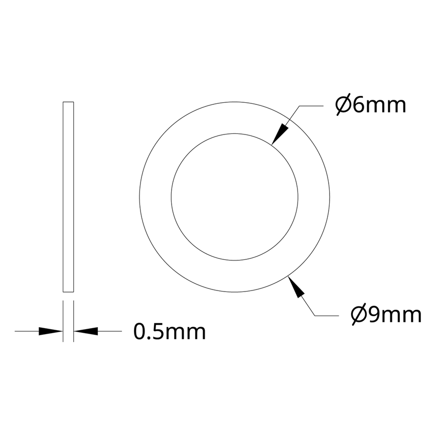 2807 Series Stainless Steel Shim (6mm ID x 9mm OD, 0.50mm Thickness) - 12 Pack