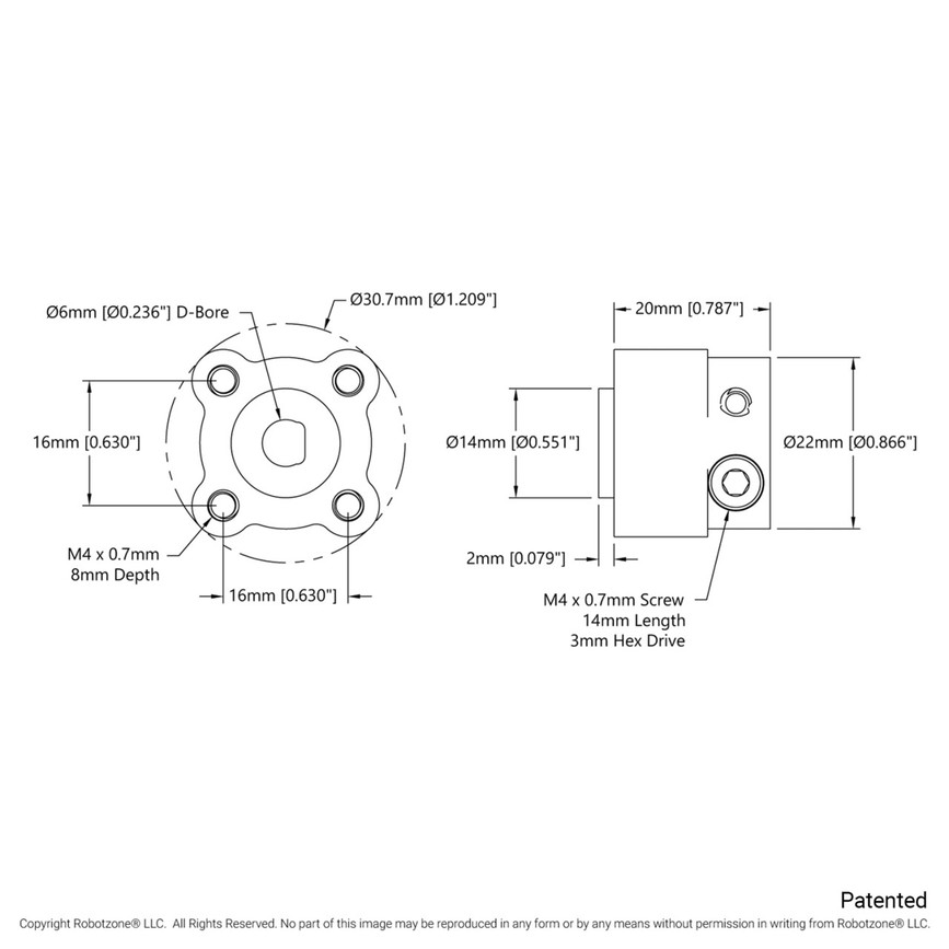 1310 Series Hyper Hub (6mm D-Bore) - ServoCity®