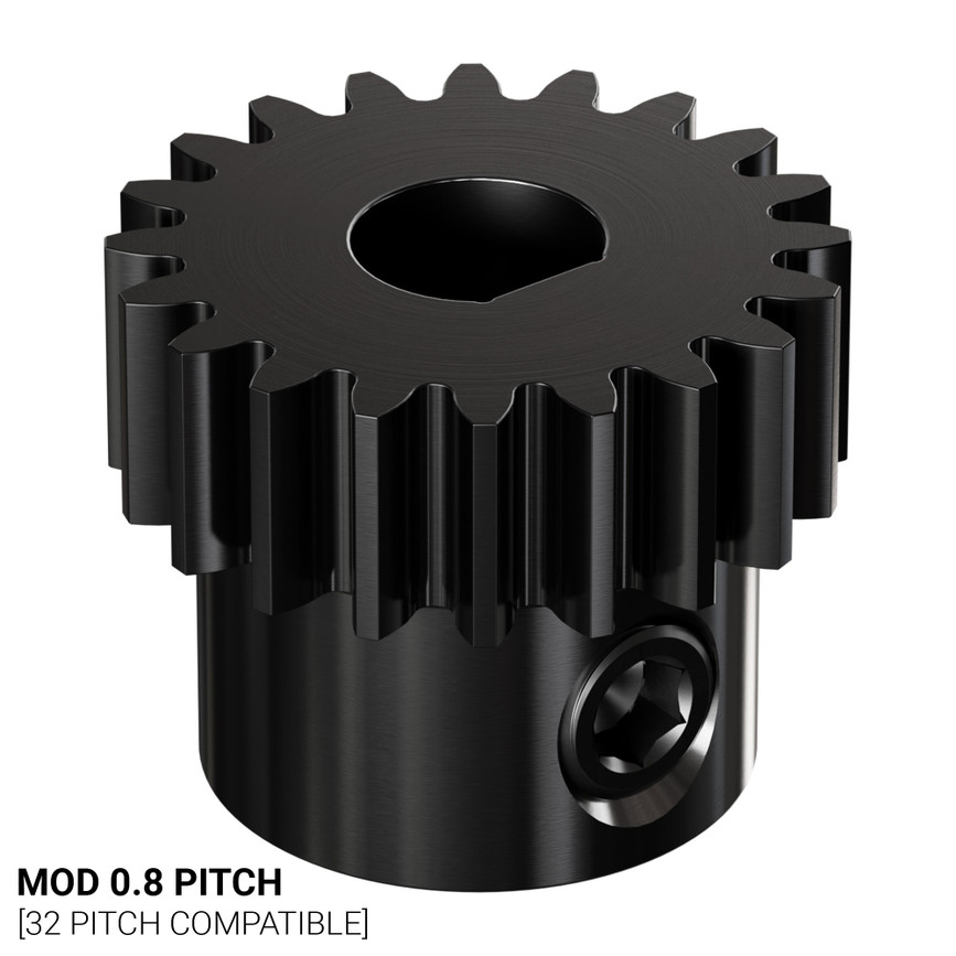 2303 Series Steel, MOD 0.8 Pinion Gear (6mm D-Bore, 20 Tooth)