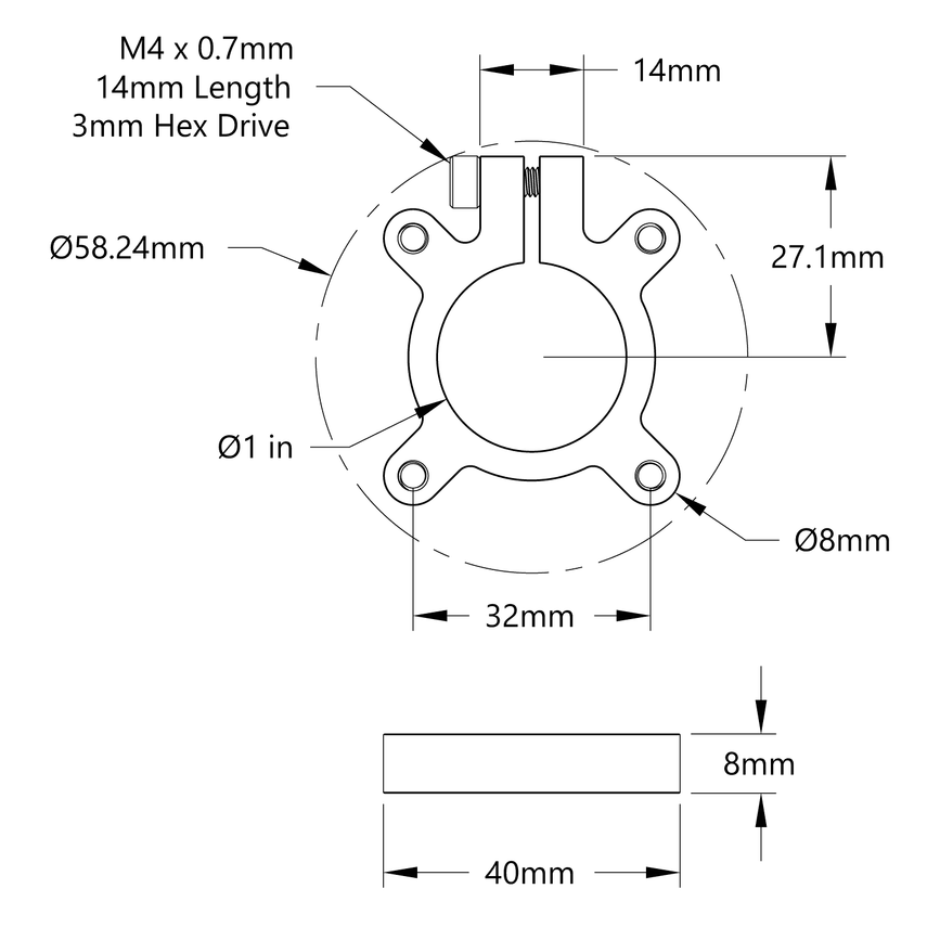 1302 Series Clamping Hub (1" Bore)