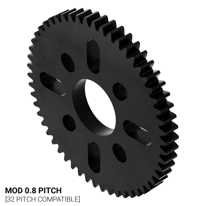 54 Tooth Hub-Mount Gear (MOD 0.8, 4mm Thick Acetal)