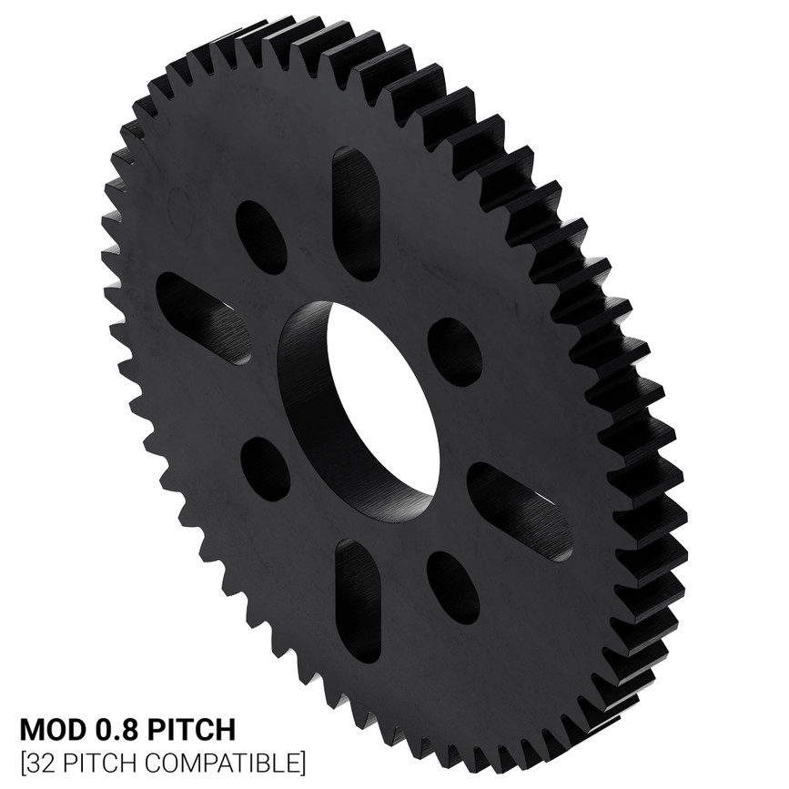 56 Tooth Hub-Mount Gear (MOD 0.8, 4mm Thick Acetal)