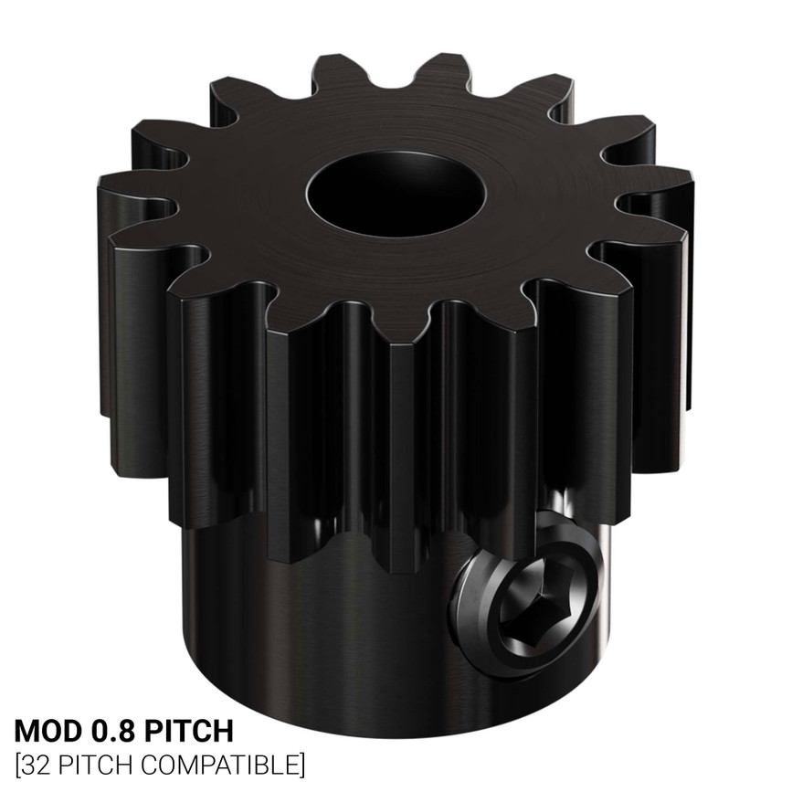 2303 Series Steel, MOD 0.8 Pinion Gear (4mm Round Bore, 15 Tooth)
