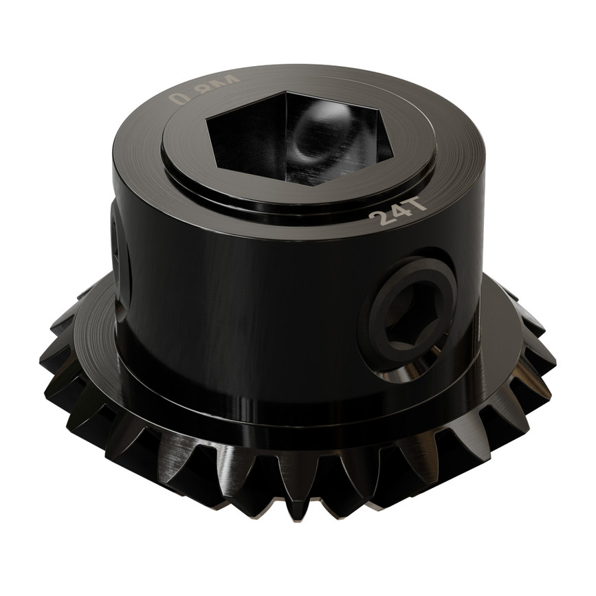 2317 Series MOD 0.8 Steel Miter Gear (Set-Screw, 8mm REX™ Bore, 24 Tooth)