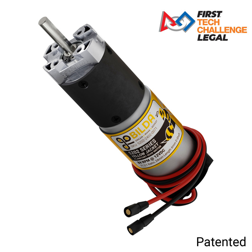 5202 Series Yellow Jacket Planetary Gear Motor (71.2:1 Ratio, 24mm Length 6mm D-Shaft, 84 RPM, ⌀36mm Gearbox, 3.3 - 5V Encoder)