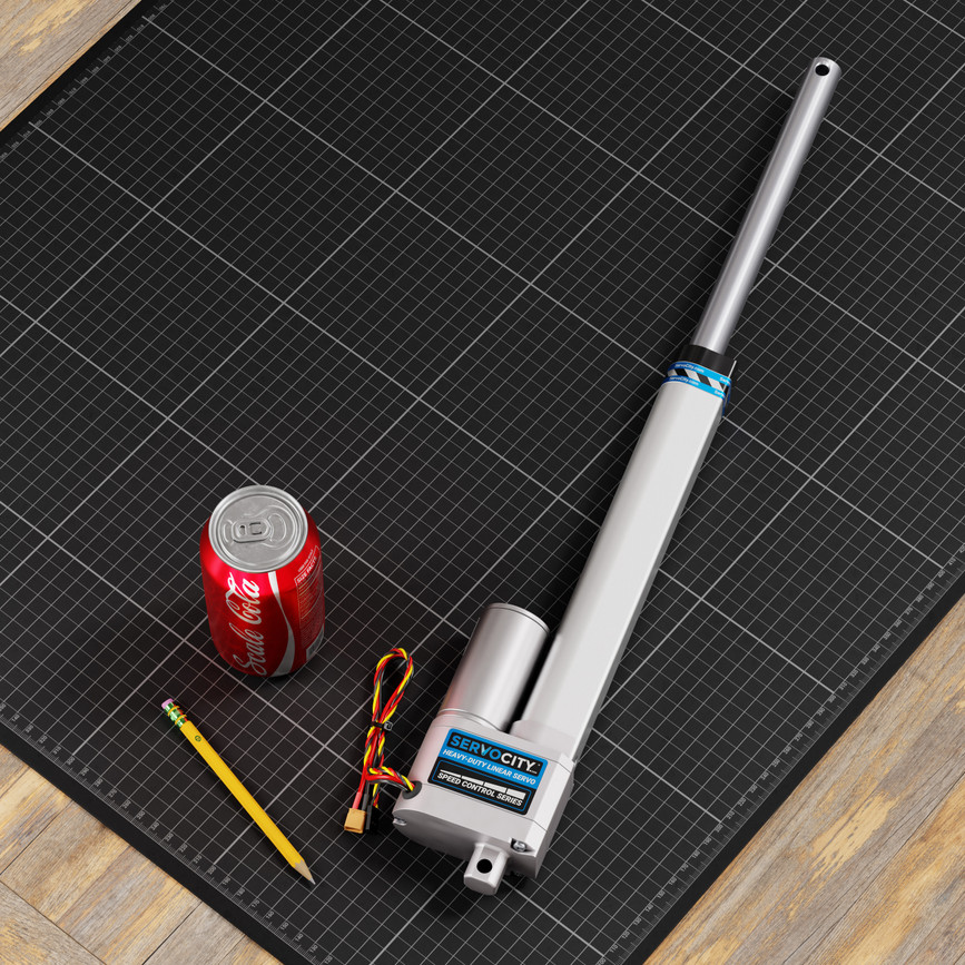 Heavy-Duty Linear Servo (Speed Control, 12-24V, 33lb Thrust, 1.7"/sec, 8" Stroke)