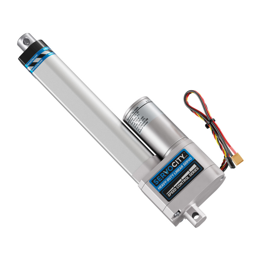 Heavy-Duty Linear Servo (Speed Control, 12-24V, 33lb Thrust, 1.7"/sec, 6" Stroke)