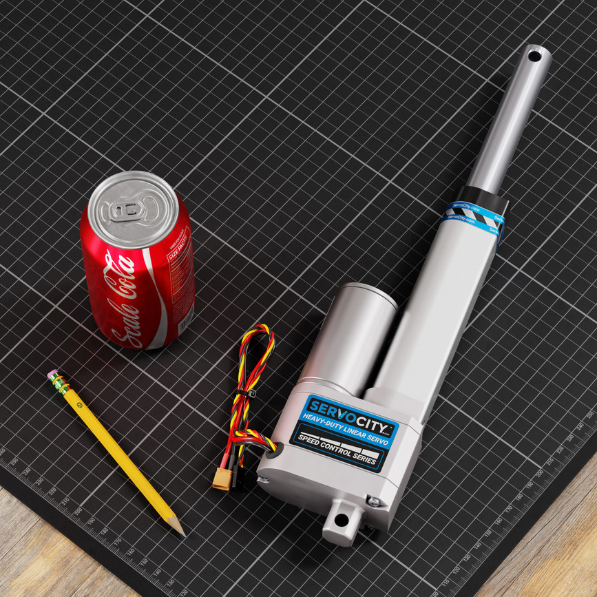 Heavy-Duty Linear Servo (Speed Control, 12-24V, 33lb Thrust, 1.7"/sec, 4" Stroke)