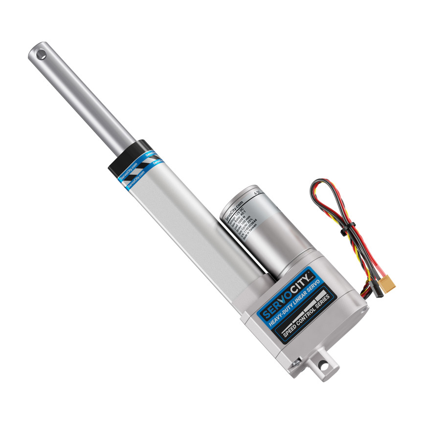 Heavy-Duty Linear Servo (Speed Control, 12-24V, 225lb Thrust, 0.3"/sec, 4" Stroke)