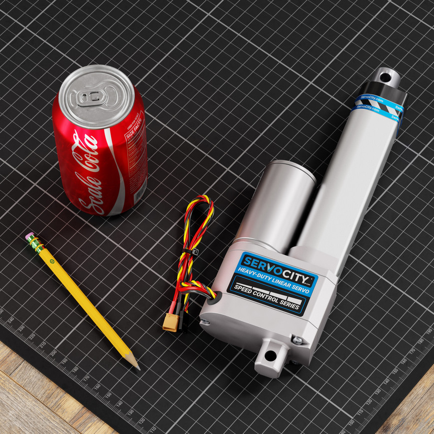 Heavy-Duty Linear Servo (Speed Control, 12-24V, 225lb Thrust, 0.3"/sec, 4" Stroke)