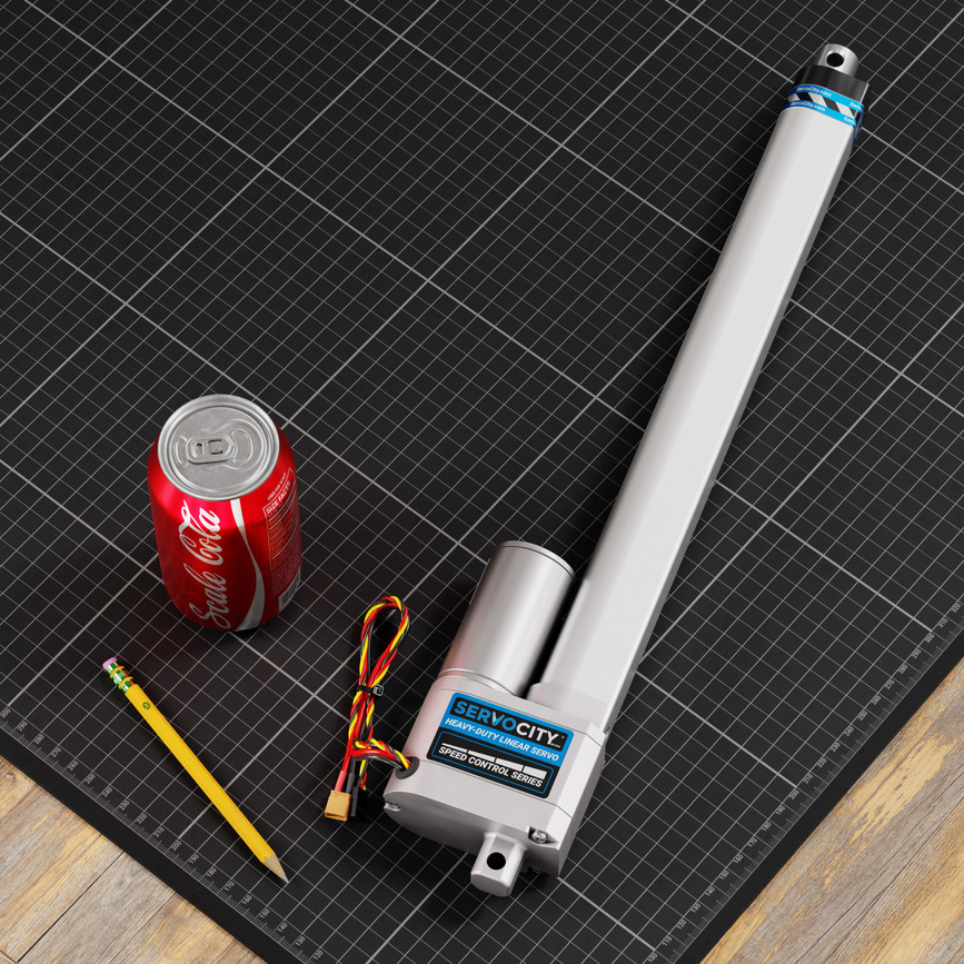 Heavy-Duty Linear Servo (Speed Control, 12-24V, 33lb Thrust, 1.7"/sec, 12" Stroke)