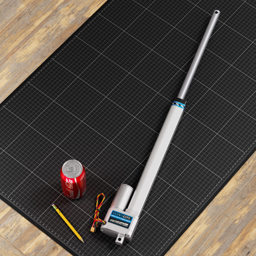 Heavy-Duty Linear Servo (Speed Control, 12-24V, 33lb Thrust, 1.7"/sec, 12" Stroke)