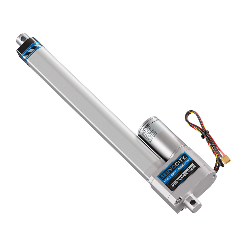 Heavy-Duty Linear Servo (Speed Control, 12-24V, 225lb Thrust, 0.3"/sec, 10" Stroke)