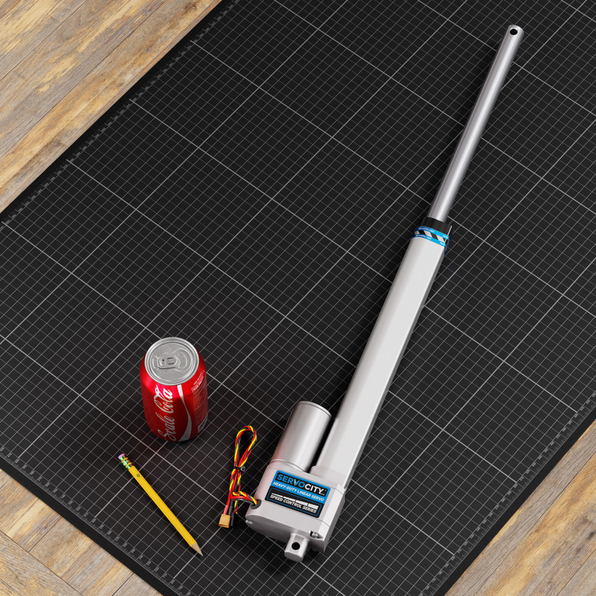 Heavy-Duty Linear Servo (Speed Control, 12-24V, 33lb Thrust, 1.7"/sec, 10" Stroke)