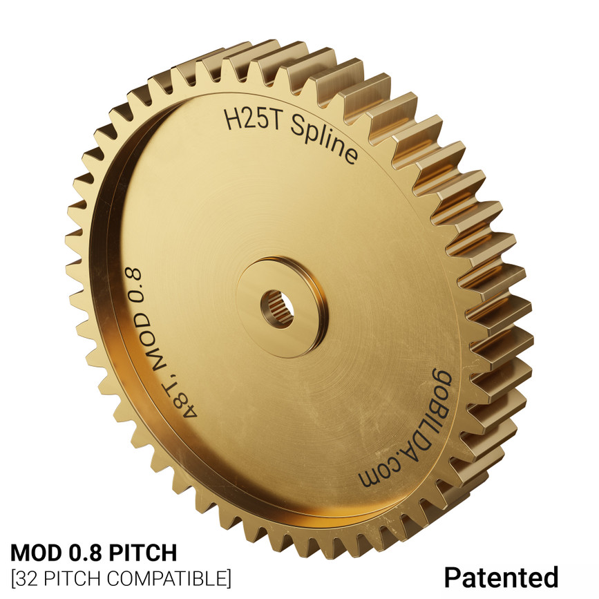 2305 Series Brass, MOD 0.8, Servo Gear (25 Tooth Spline, 48 Tooth)