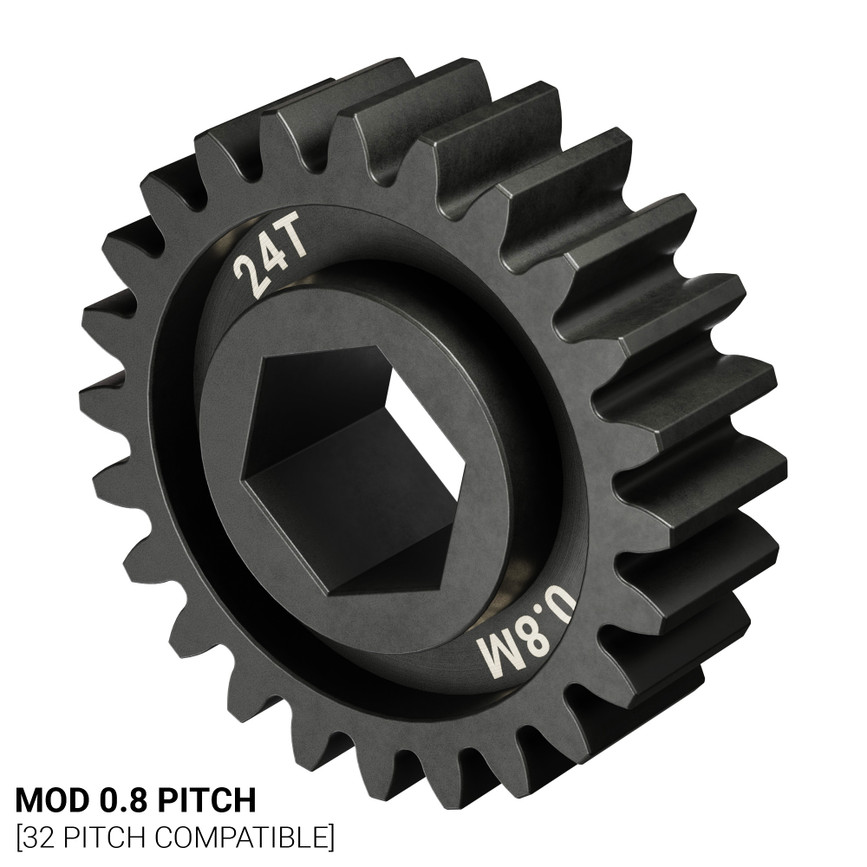 Slip-Fit Steel Pinion Gear (8mm REX® Bore, MOD 0.8, 24T)