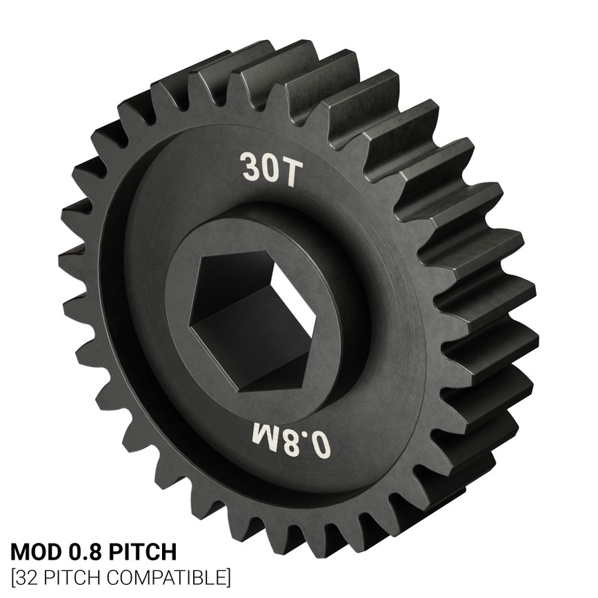 Slip-Fit Steel Pinion Gear (8mm REX® Bore, MOD 0.8, 30T)