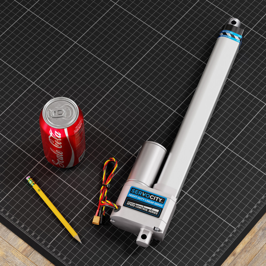 Heavy-Duty Linear Servo (Speed Control, 12-24V, 112lb Thrust, 0.6"/sec, 10" Stroke)