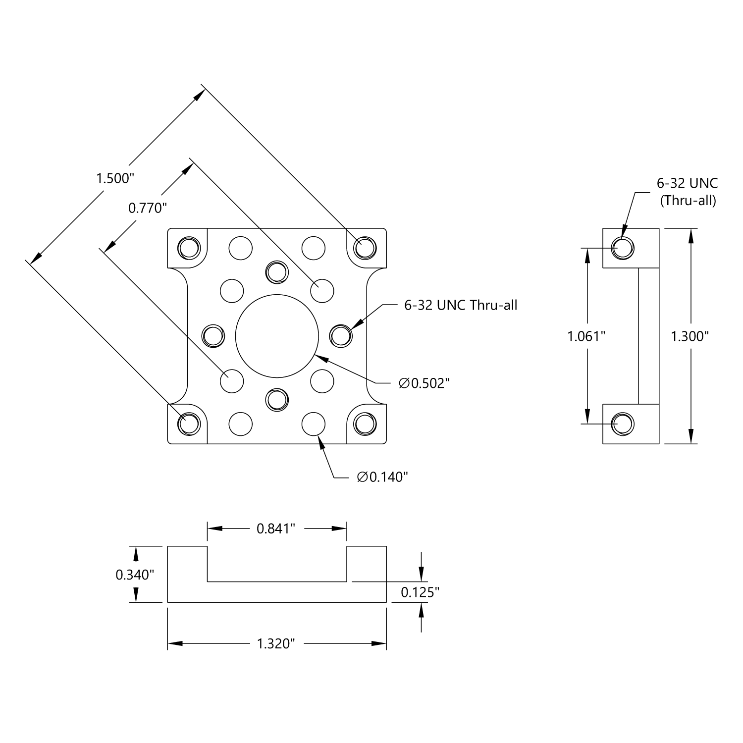 Side Tapped Pattern Mount C - ServoCity®