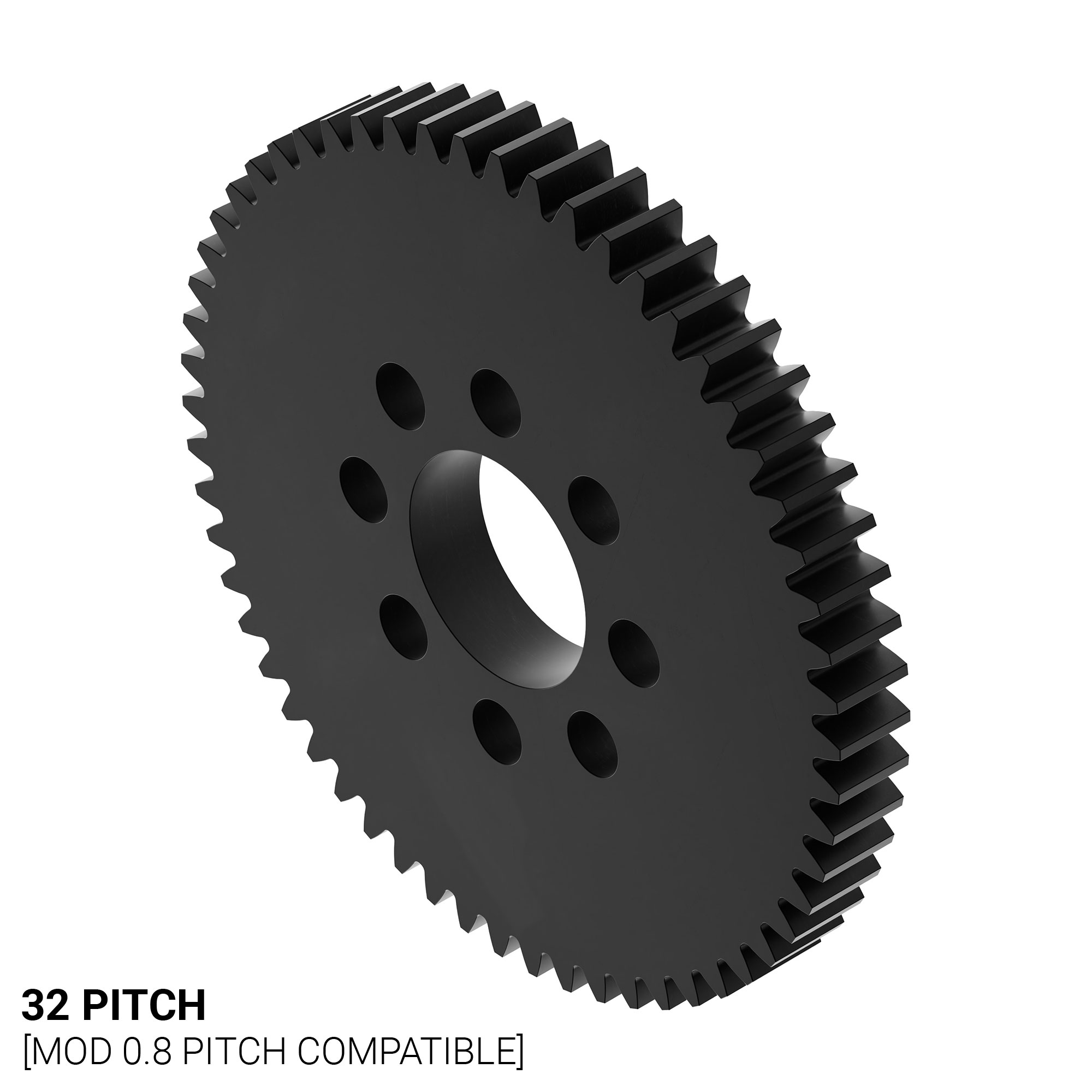 32 Pitch, 58 Tooth Delrin Hub Mount Spur Gear