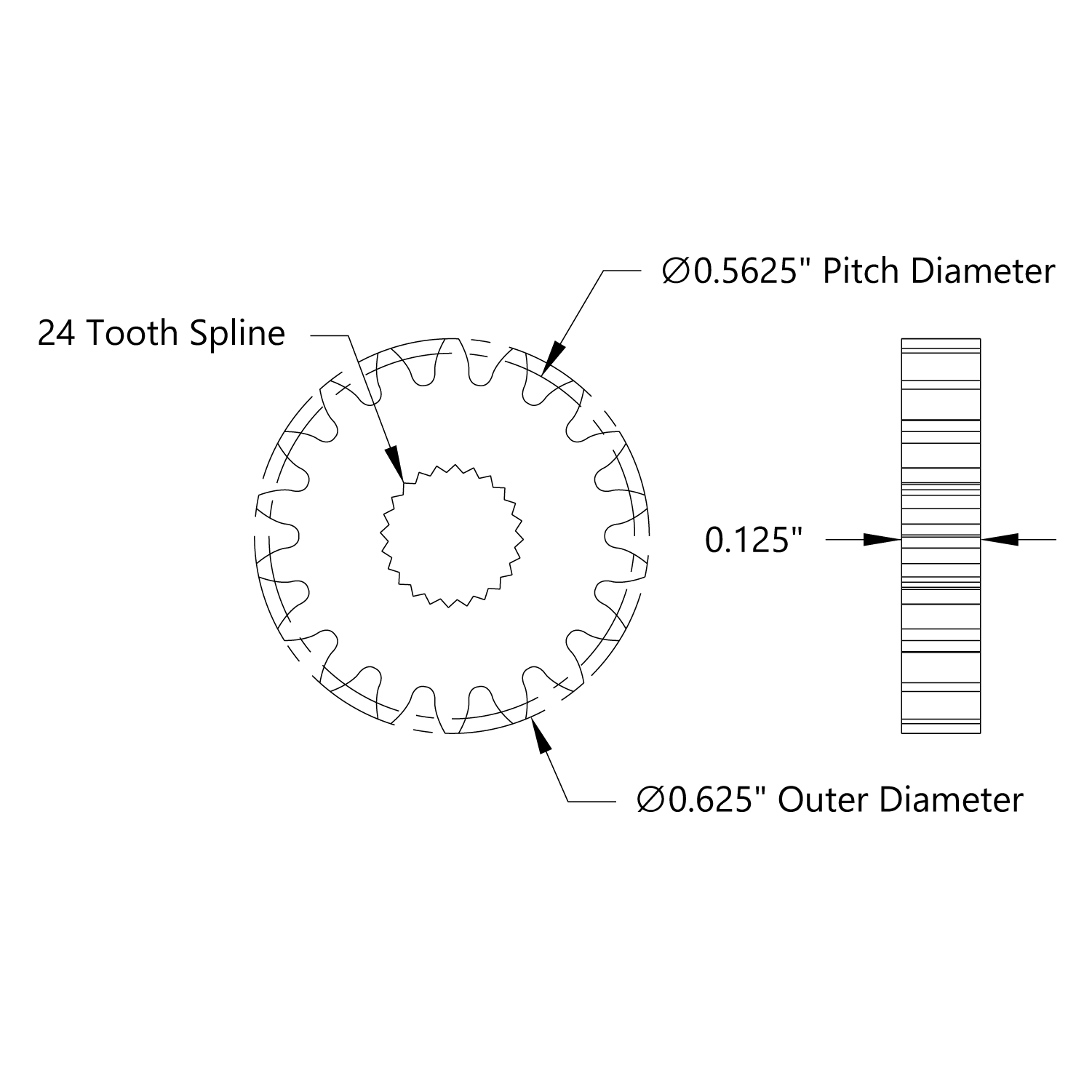 32P, 18 Tooth, 24T C1 Spline Servo Mount Gear (Acetyl) - ServoCity®