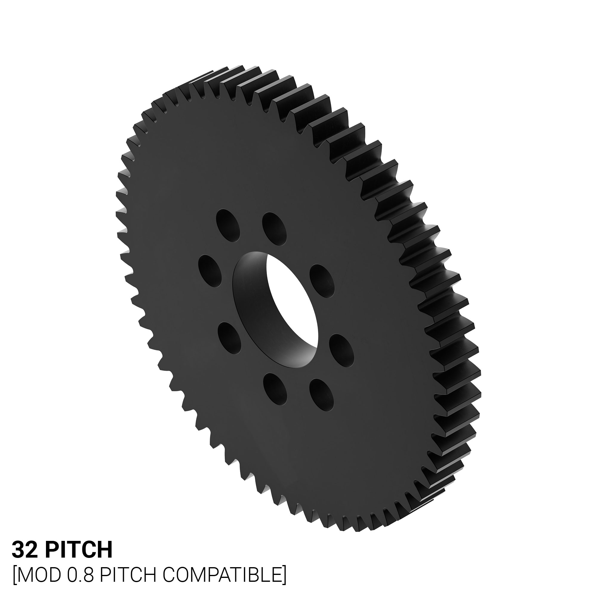 32 Pitch, 60 Tooth Delrin Hub Mount Spur Gear