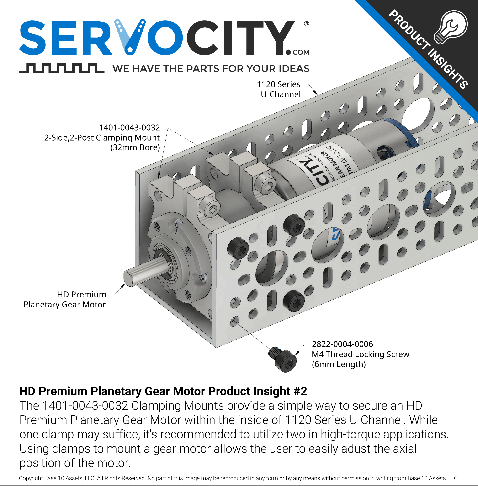165 RPM HD Premium Planetary Gear Motor - ServoCity®