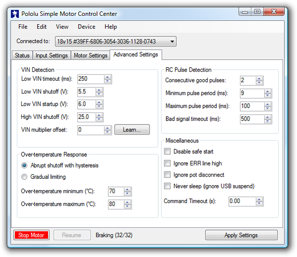 18v7 Simple Motor Controller