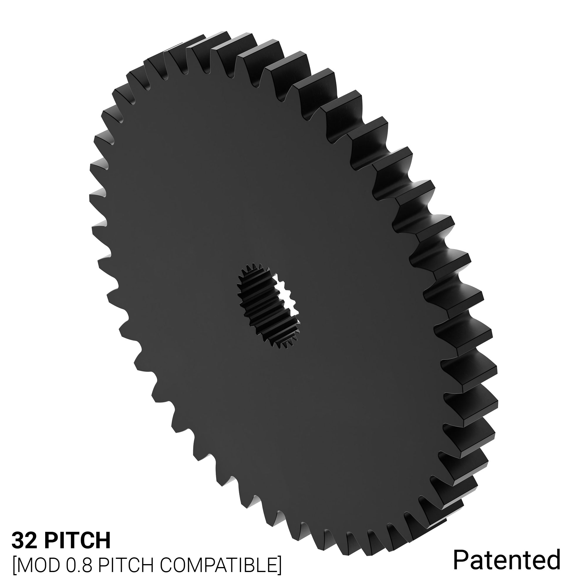 32P, 44 Tooth, 25T 3F Spline Servo Mount Gear (Acetyl) - ServoCity®