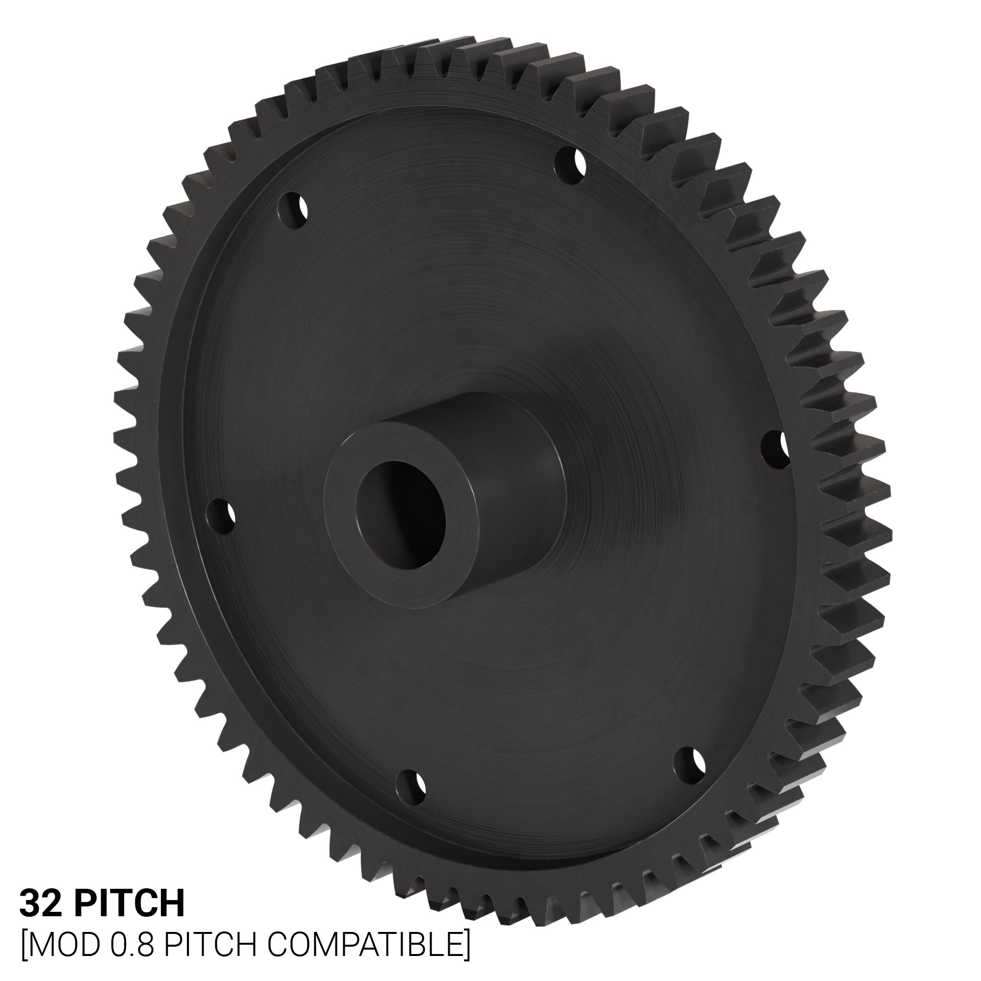 32P, 64T, 0.250" (1/4) Bore, Plain Bore Gear (Delrin)