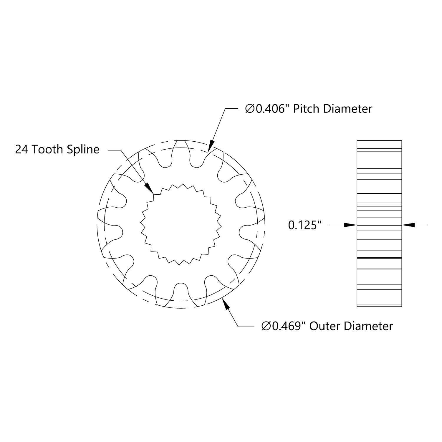 32P, 13 Tooth, 24T C1 Spline Servo Mount Gear (Acetyl) - ServoCity®